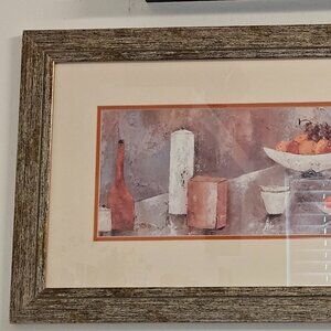 V. Mansart French Contemp Still Life Print white & peach size 34.75 x 17.75